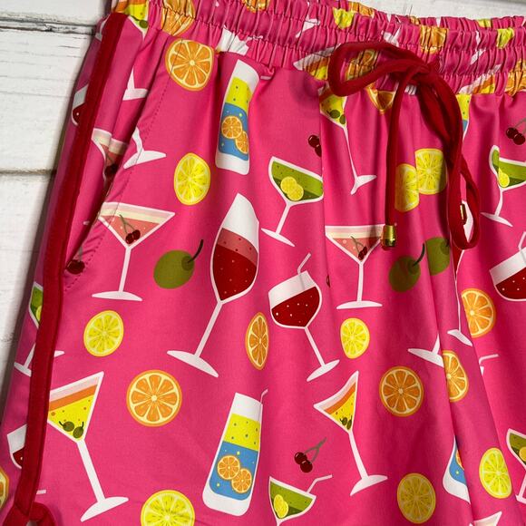 Jess Lea Cocktail Drink Print Activewear Shorts Size Large - Picture 8 of 8